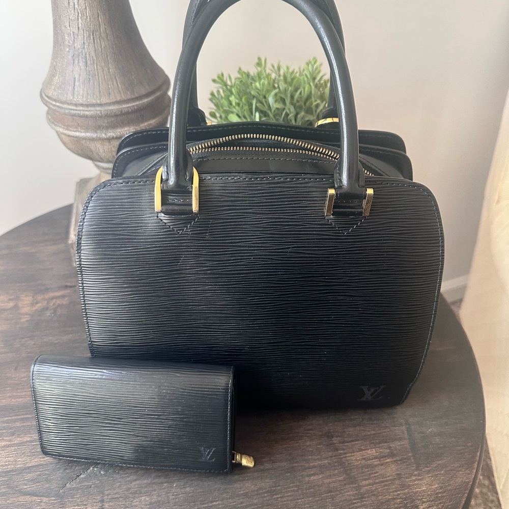 Louis Vuitton Black Satchel and Wallet Set